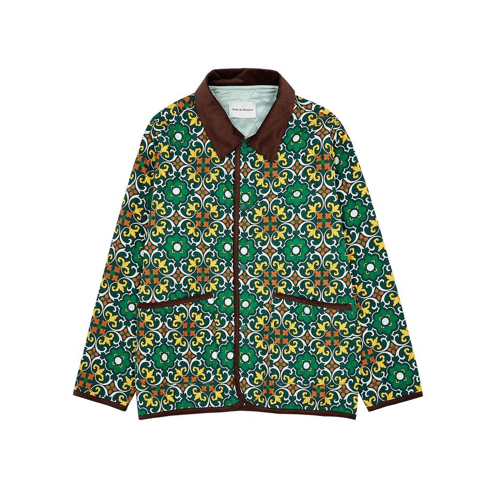 La Veste Faïence Matelassée Printed Shell Jacket - Green - S