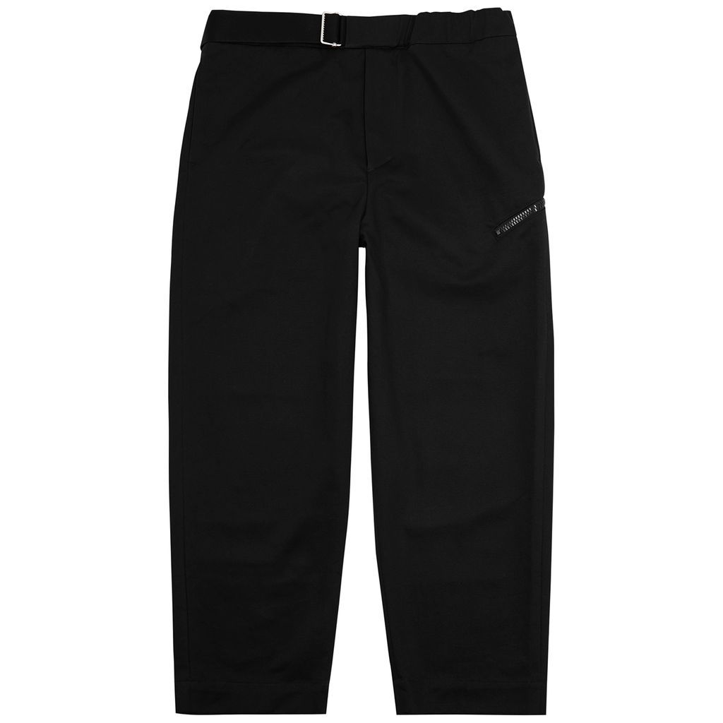 Regs Cropped Cotton Trousers - Black - M