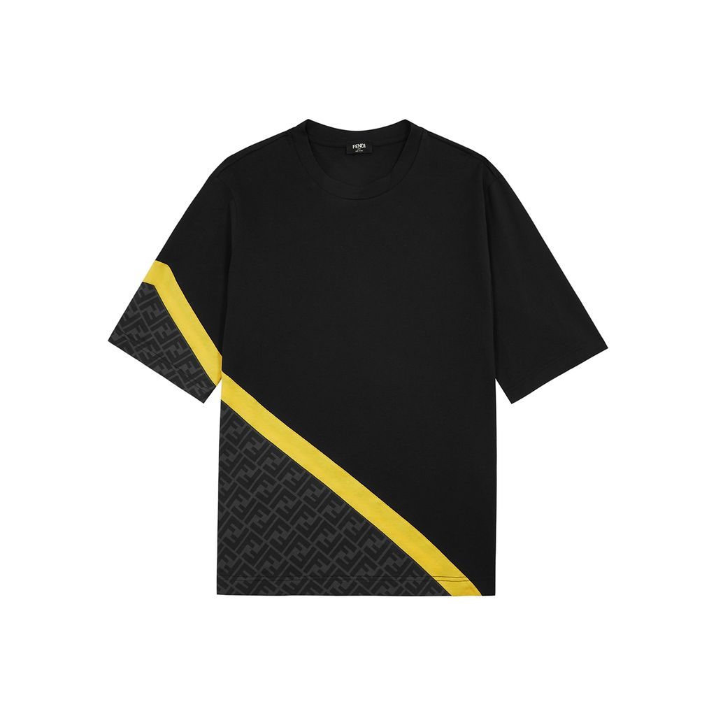 FF-print Panelled Cotton T-shirt - Black - M