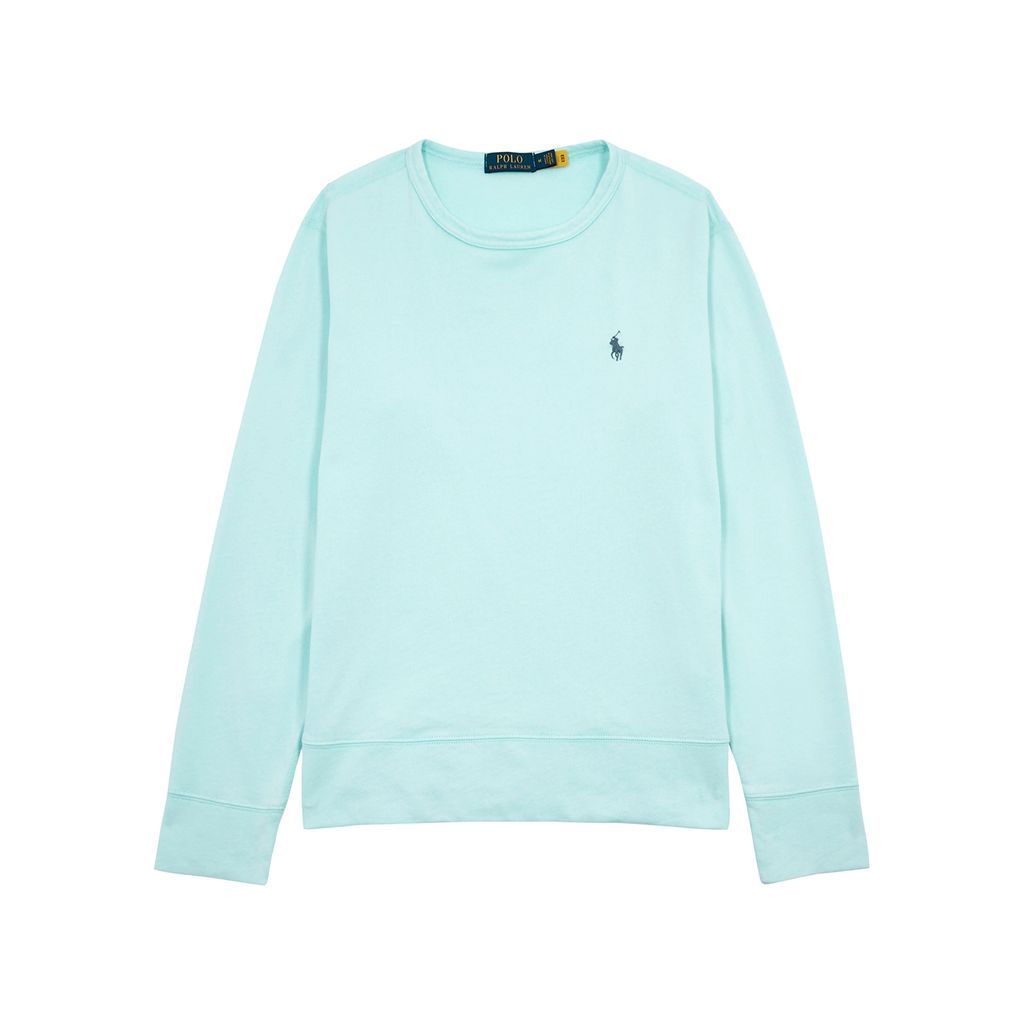 Logo-embroidered Cotton Sweatshirt - Turquoise - L