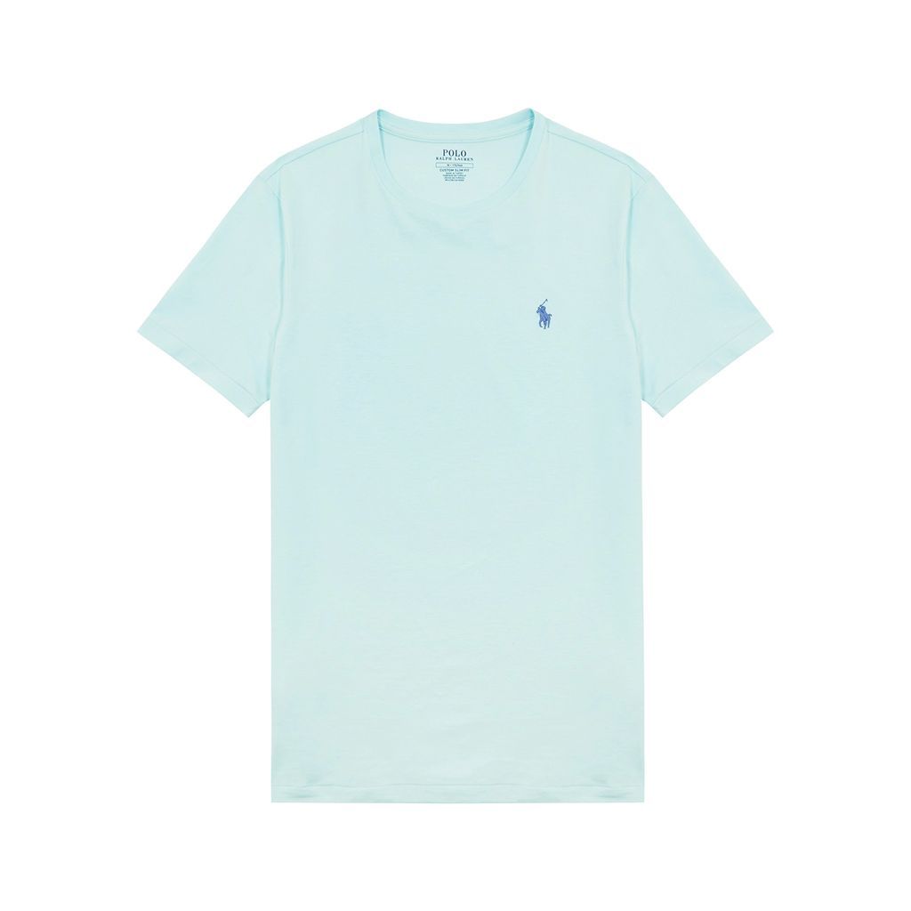 Logo-embroidered Cotton T-shirt - Turquoise - Xxl