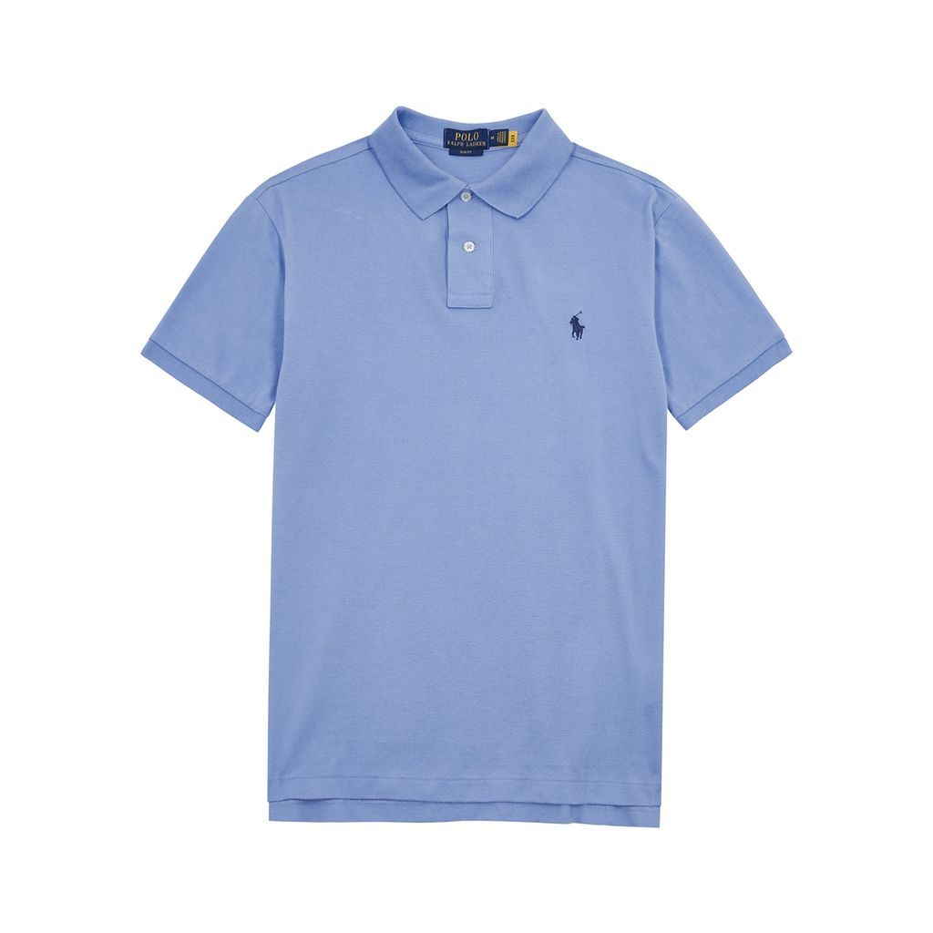 Logo-embroidered Piqué Cotton Polo Shirt - Blue - L