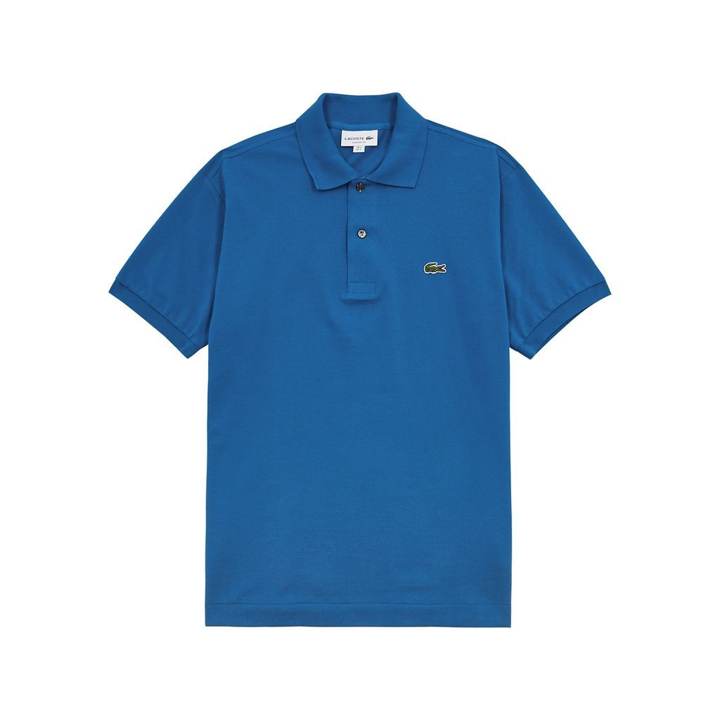 Piqué Cotton Polo Shirt - Blue - 3