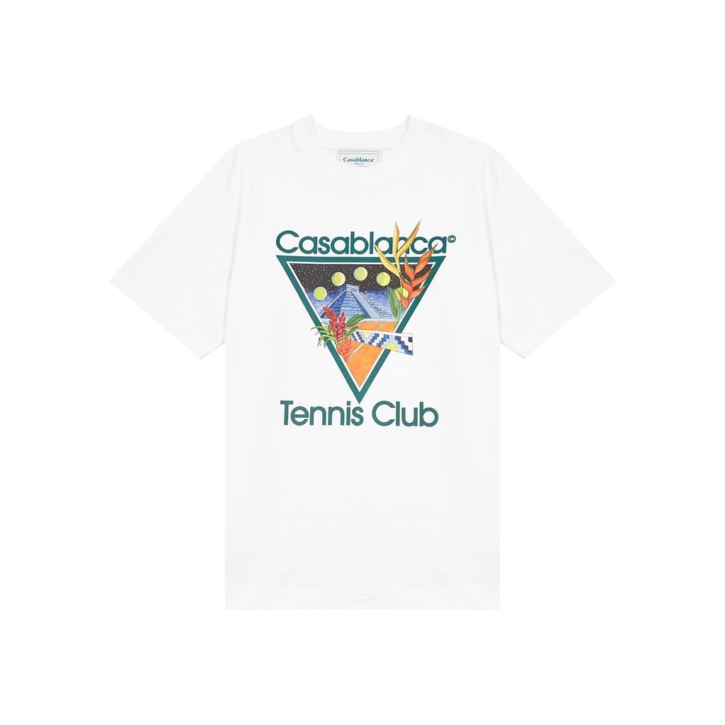 Tennis Club Logo Cotton T-shirt - White - L