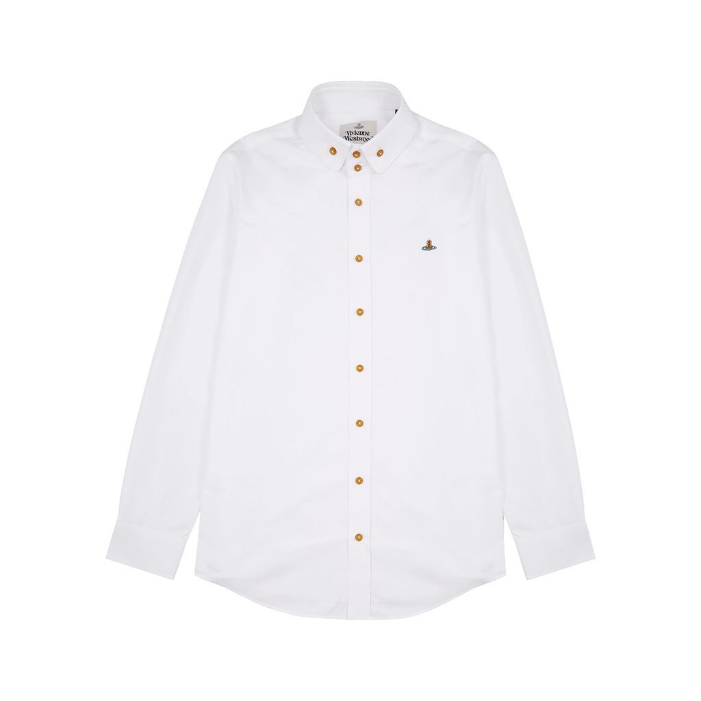Two Button Krall White Cotton Shirt - 48