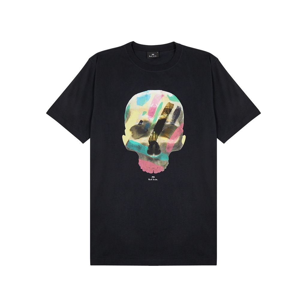 Skull-print Cotton T-shirt - Blue - L