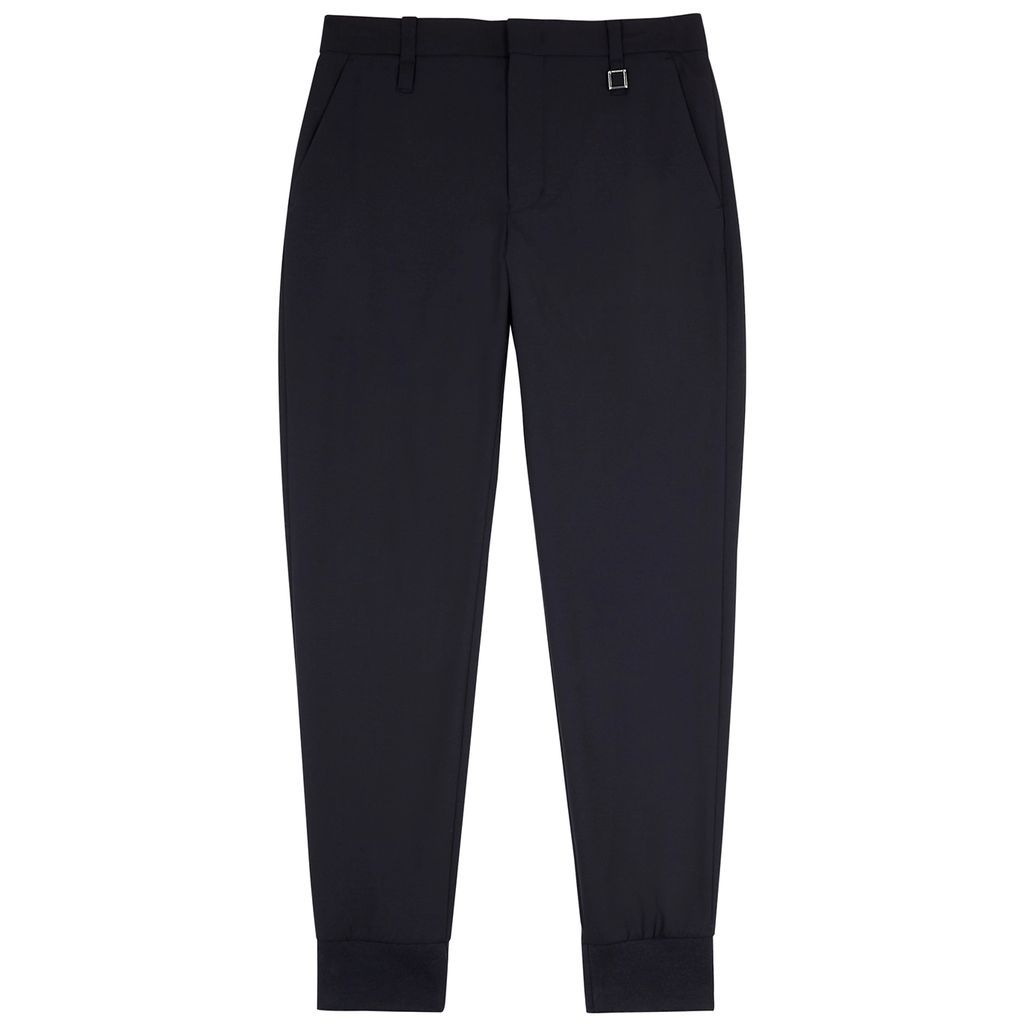 Tapered Wool-blend Trousers - Navy - 46