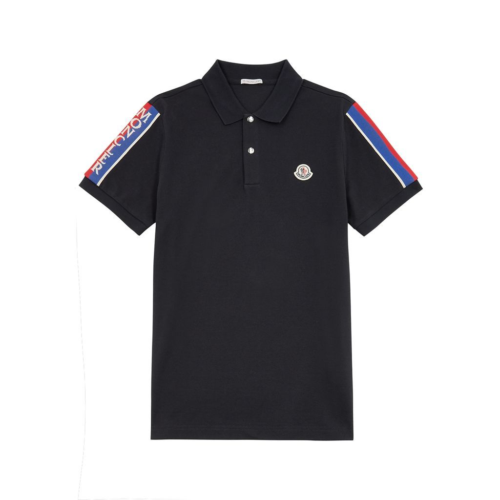 Logo Piqué Cotton Polo Shirt - Navy - L