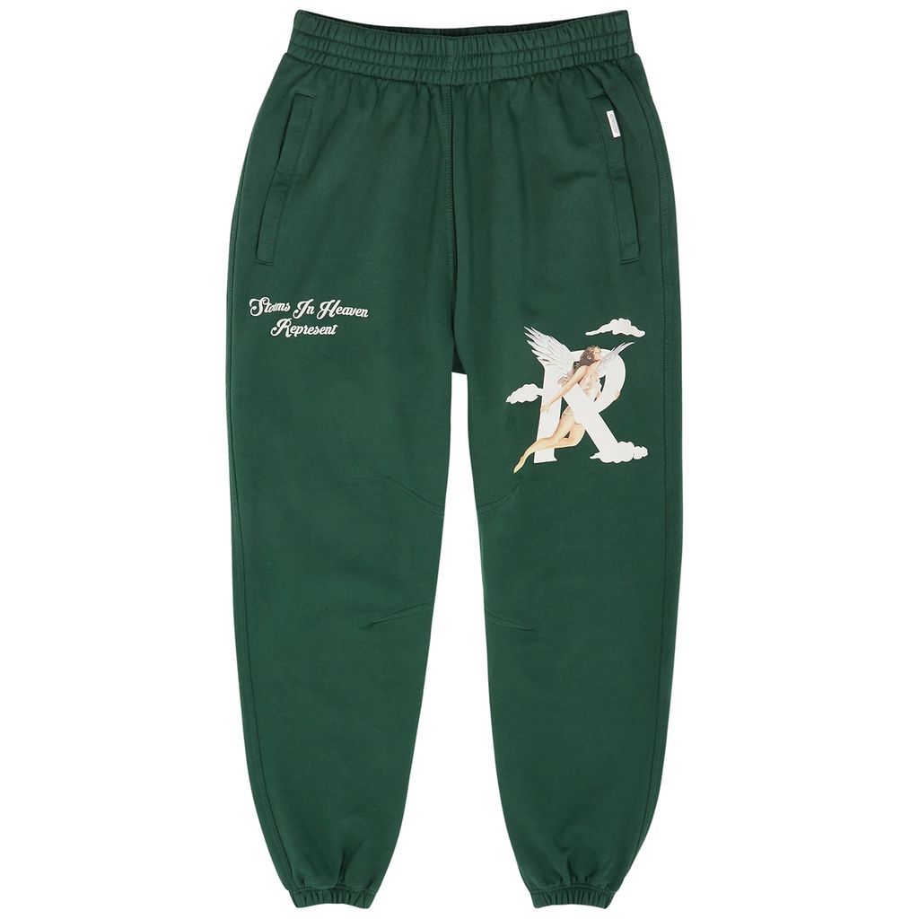 Storms In Heaven Printed Cotton Sweatpants - Green - XL