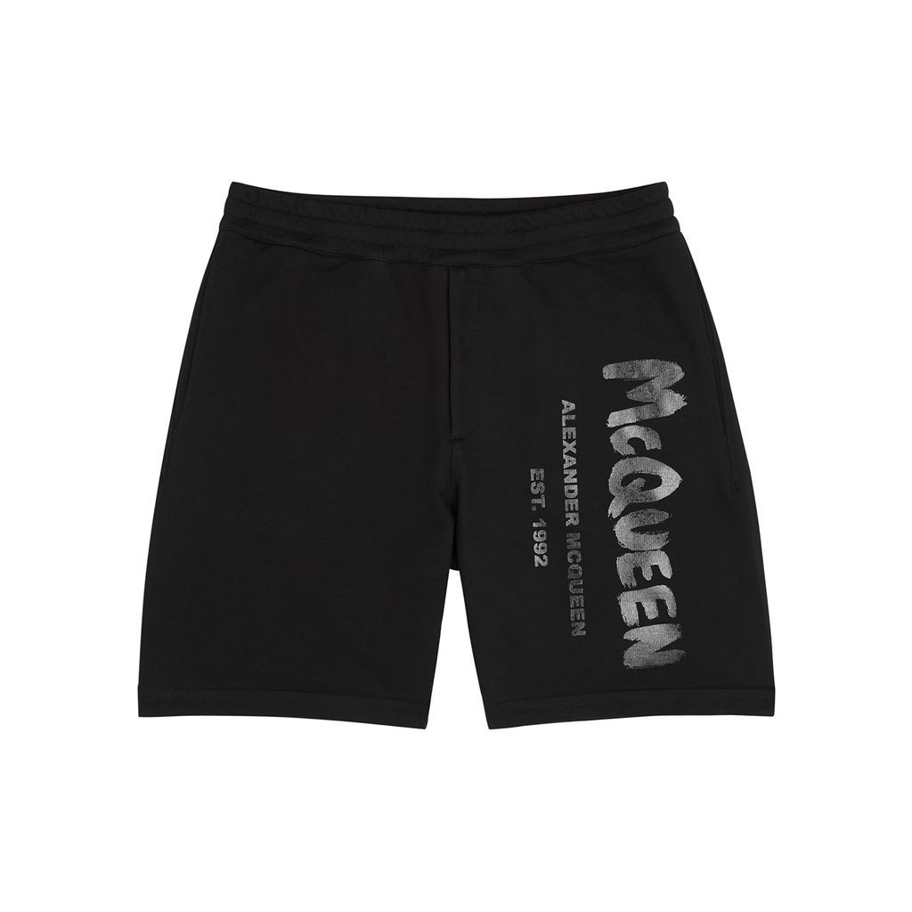 Black Logo-print Cotton Shorts - XL