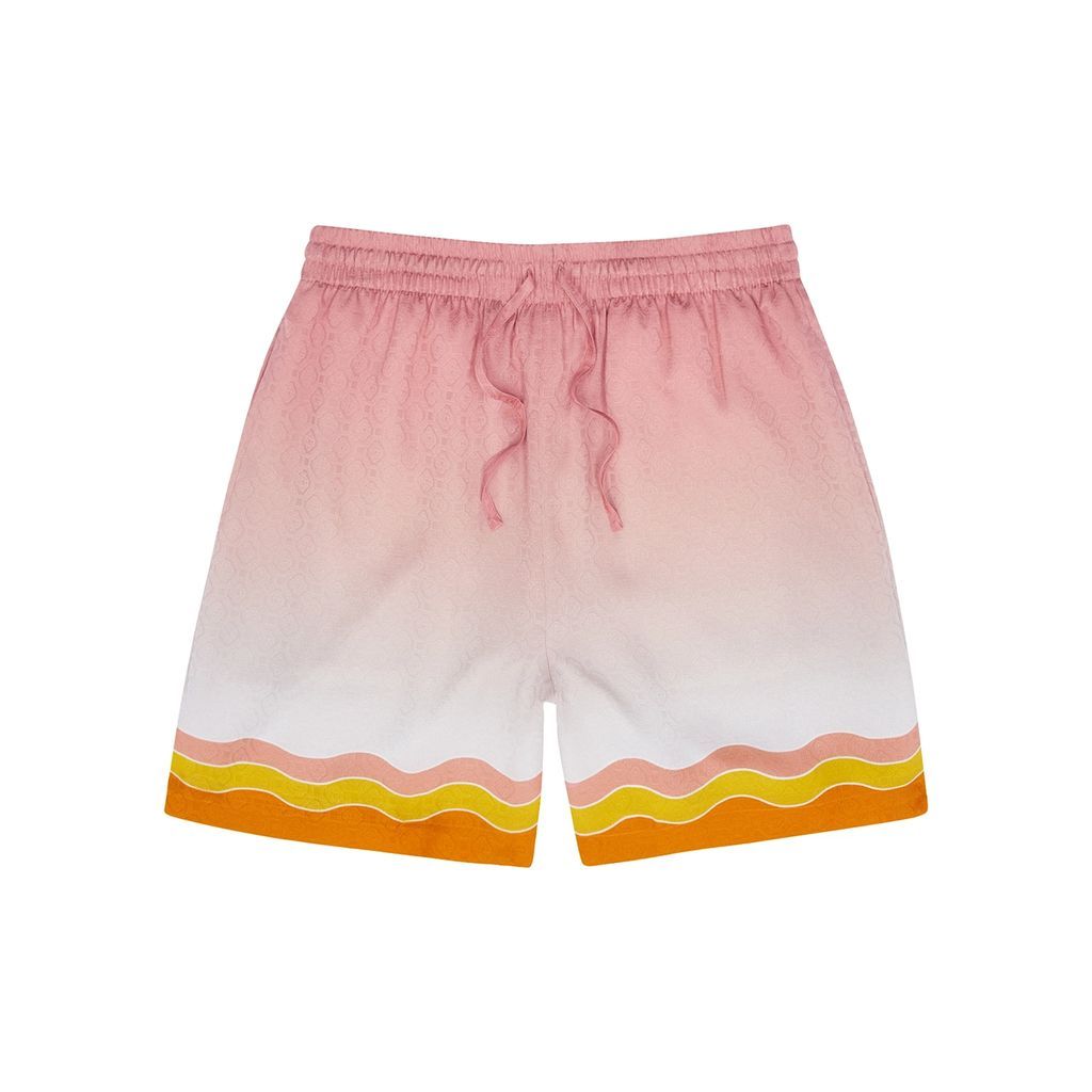 Printed Silk Shorts - Pink - M