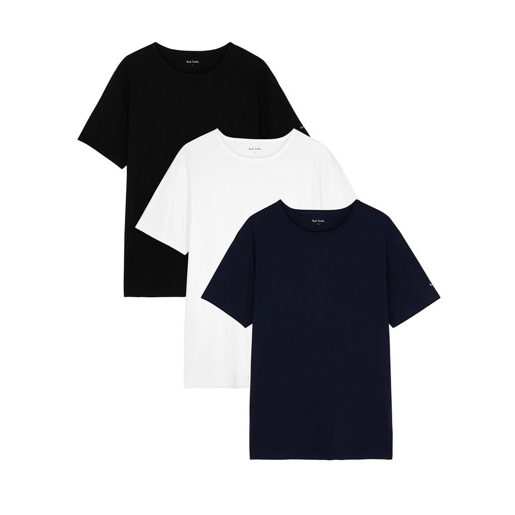 Cotton T-shirts - Set Of Three - Black - S