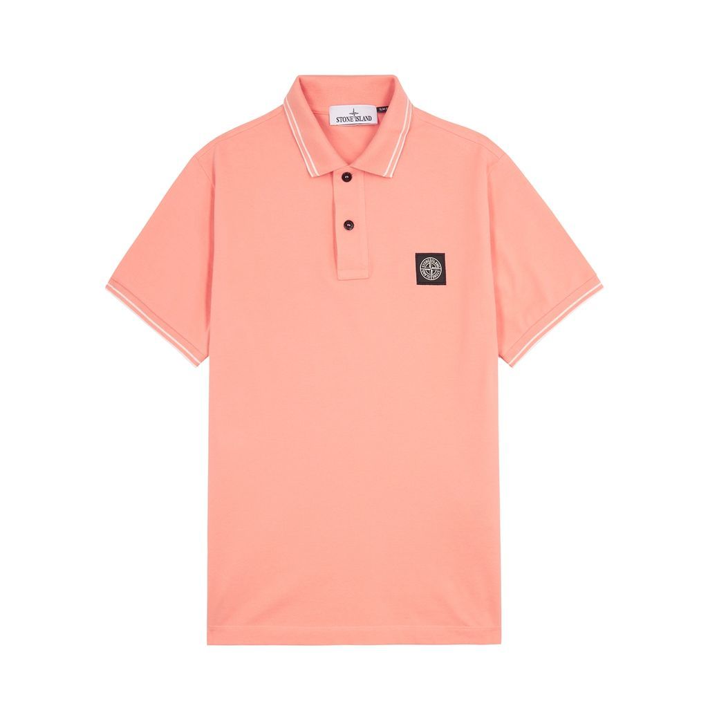 Piqué Cotton Polo Shirt - Peach - L