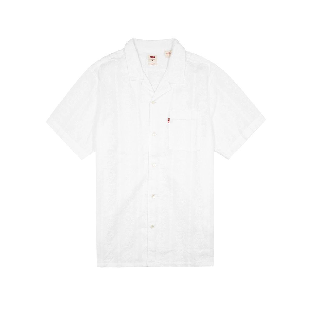 Embroidered Cotton Shirt - White - XL