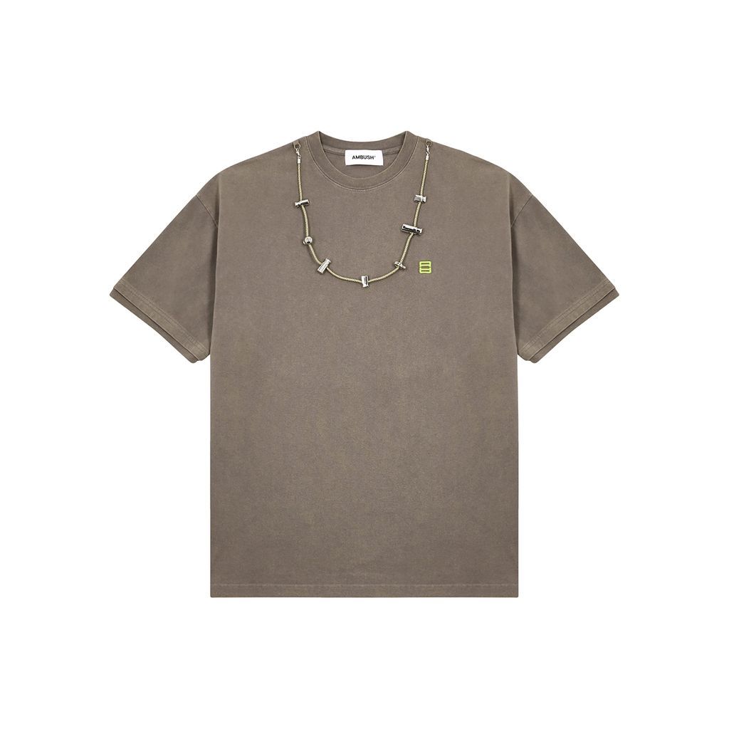 Stoppers Embellished Cotton T-shirt - Brown - S
