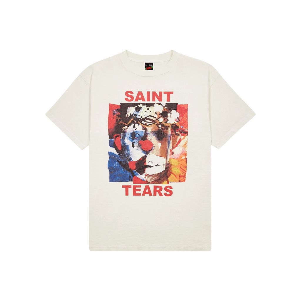 Saint Mxxxxxx Tears Printed Cotton T-shirt - White - L