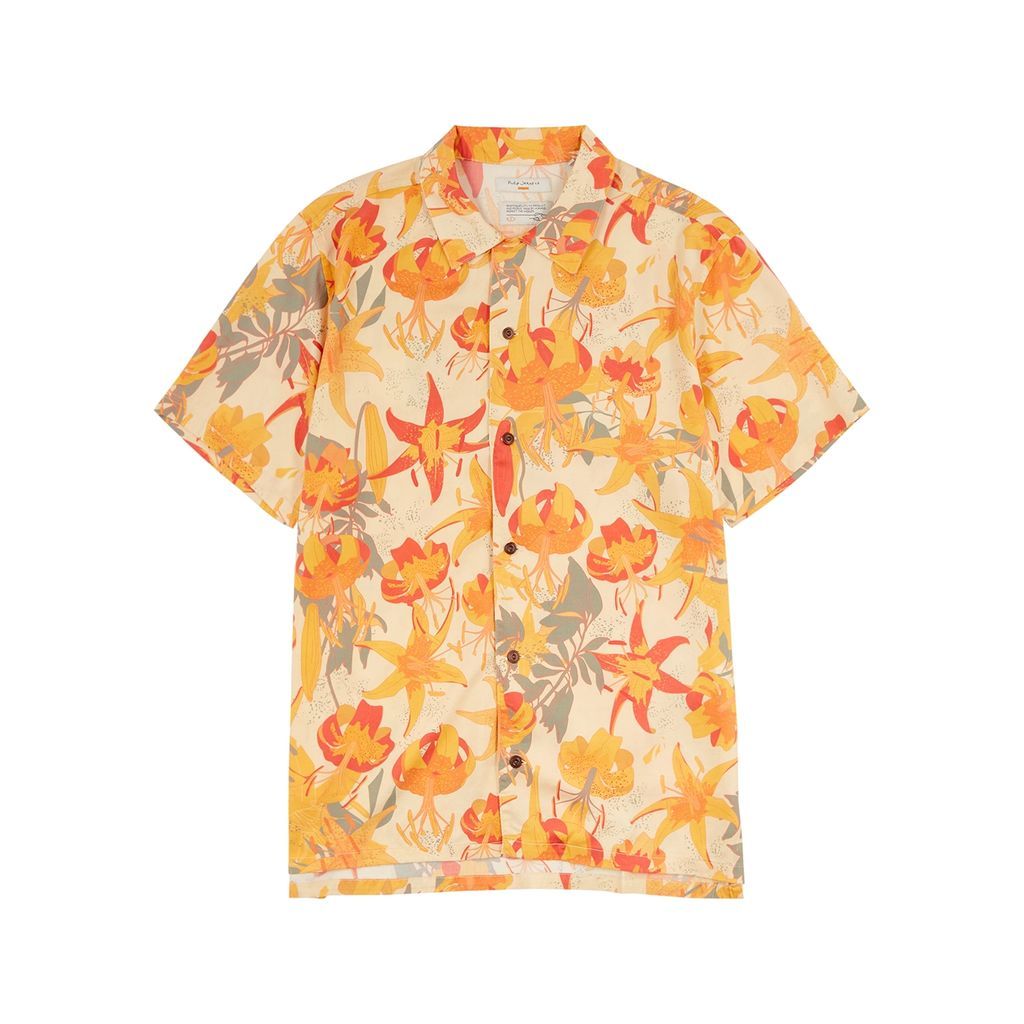 Avarid Floral-print Twill Shirt - Orange - S