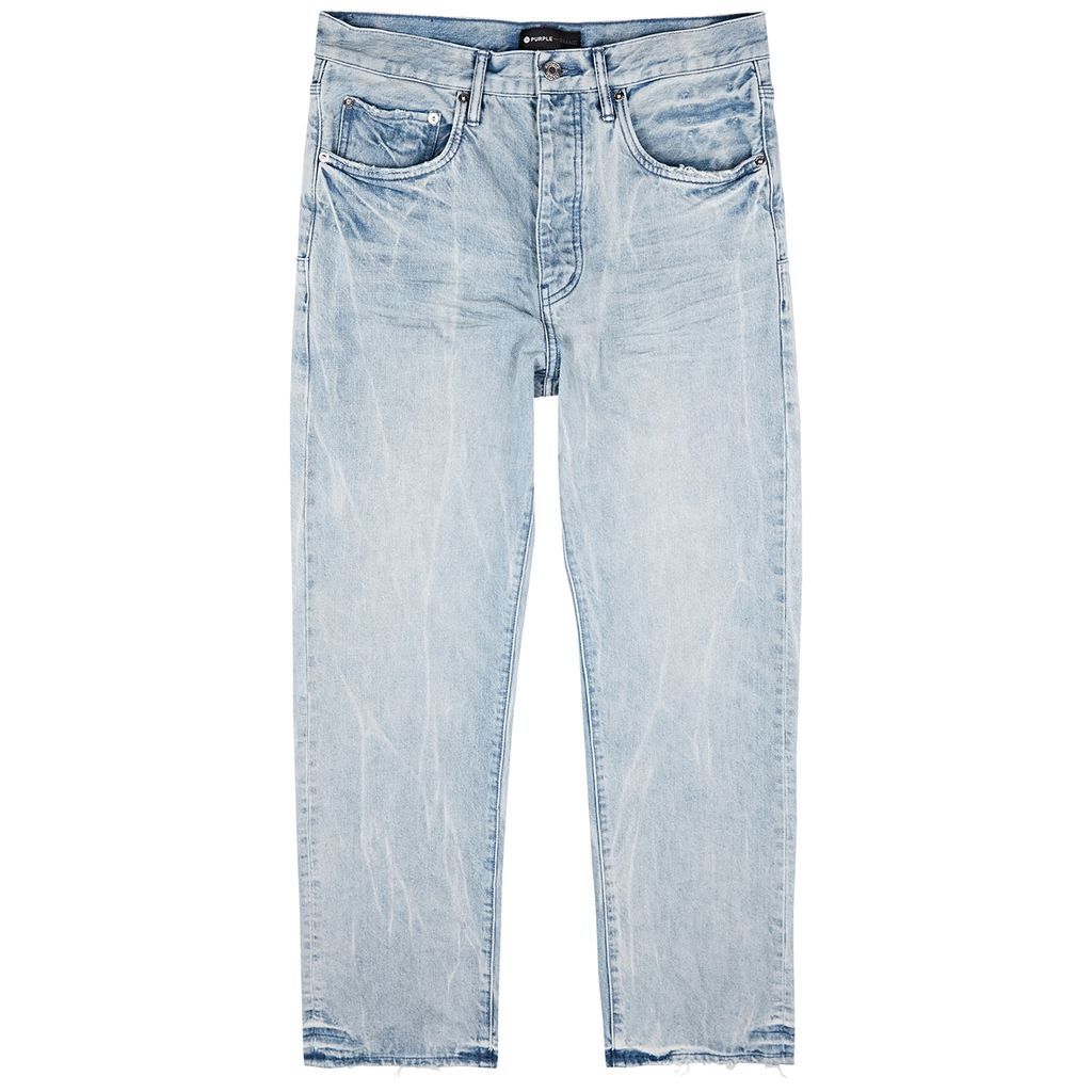 Distressed Straight-leg Jeans - Light Blue - W30