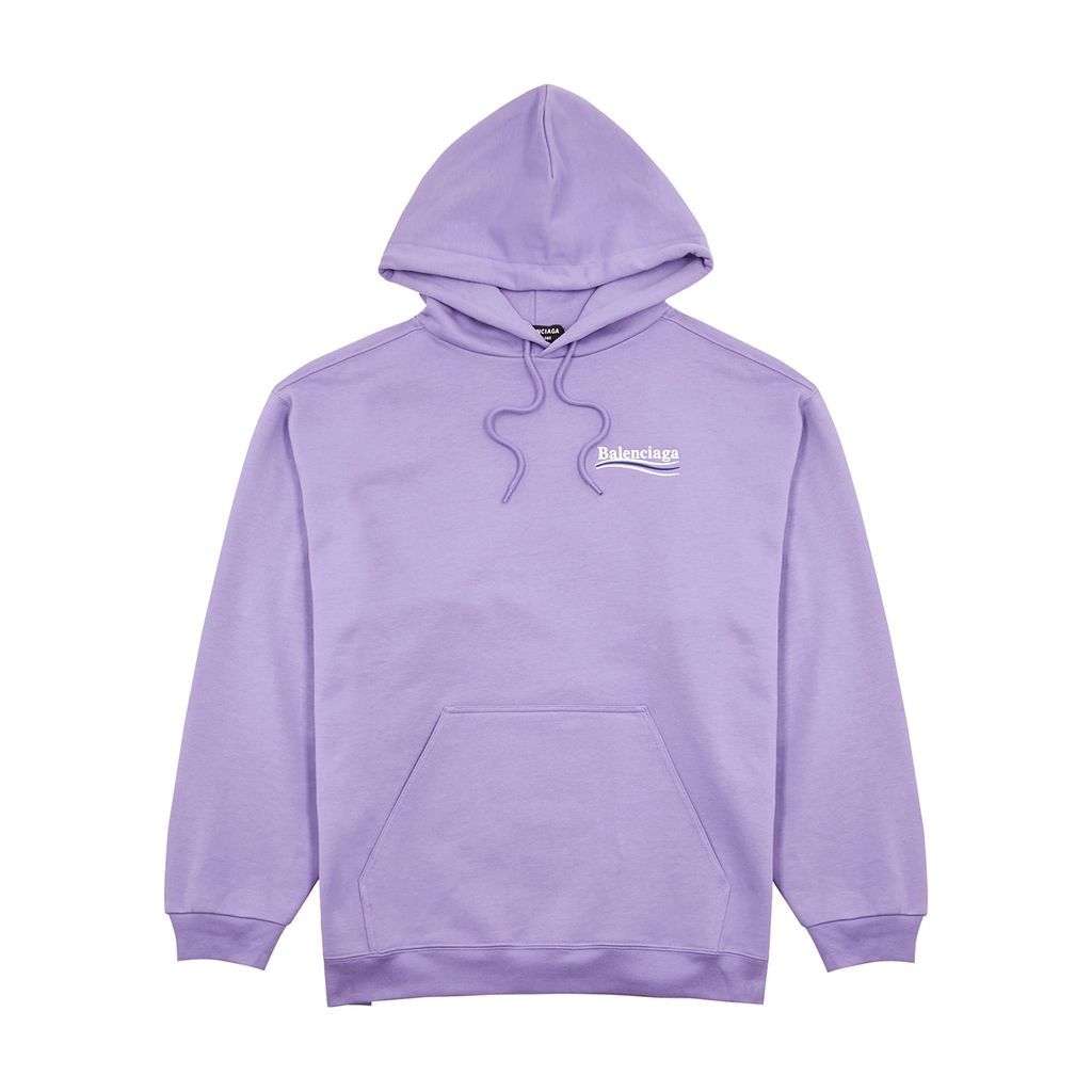 Political Hooded Cotton Sweatshirt - Purple - XL