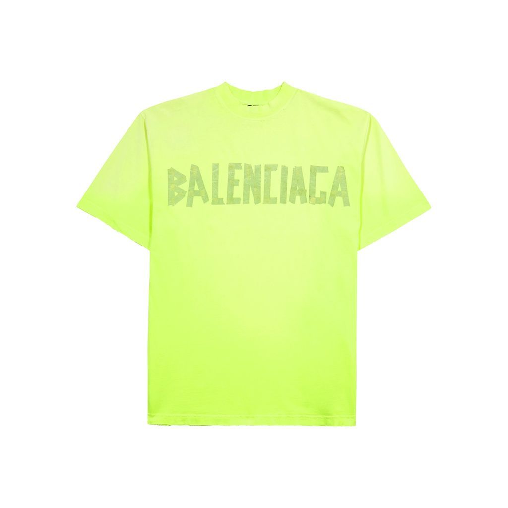 Tape Logo Cotton T-shirt - Yellow - L