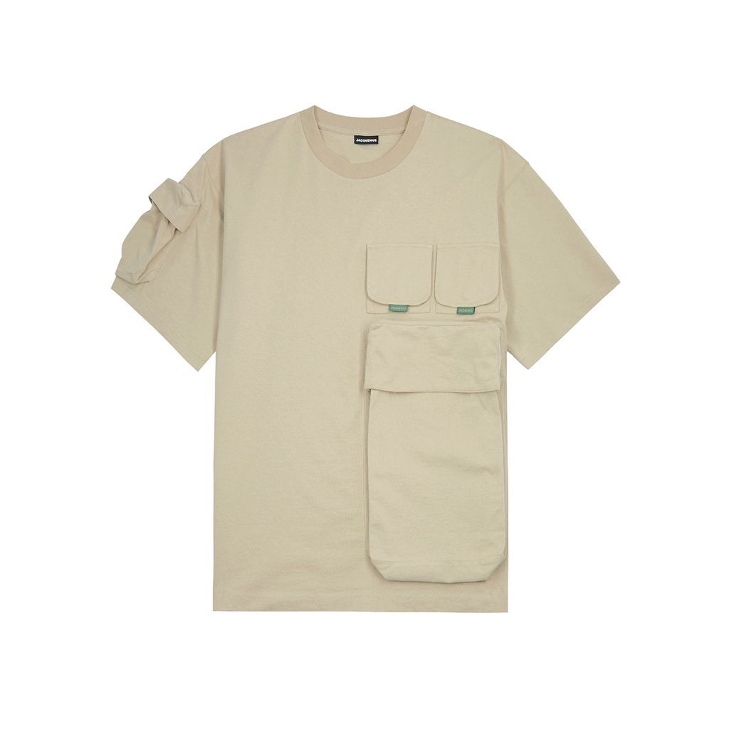 Le T-Shirt Bolso Cargo Cotton T-shirt, T-shirt, Khaki - L