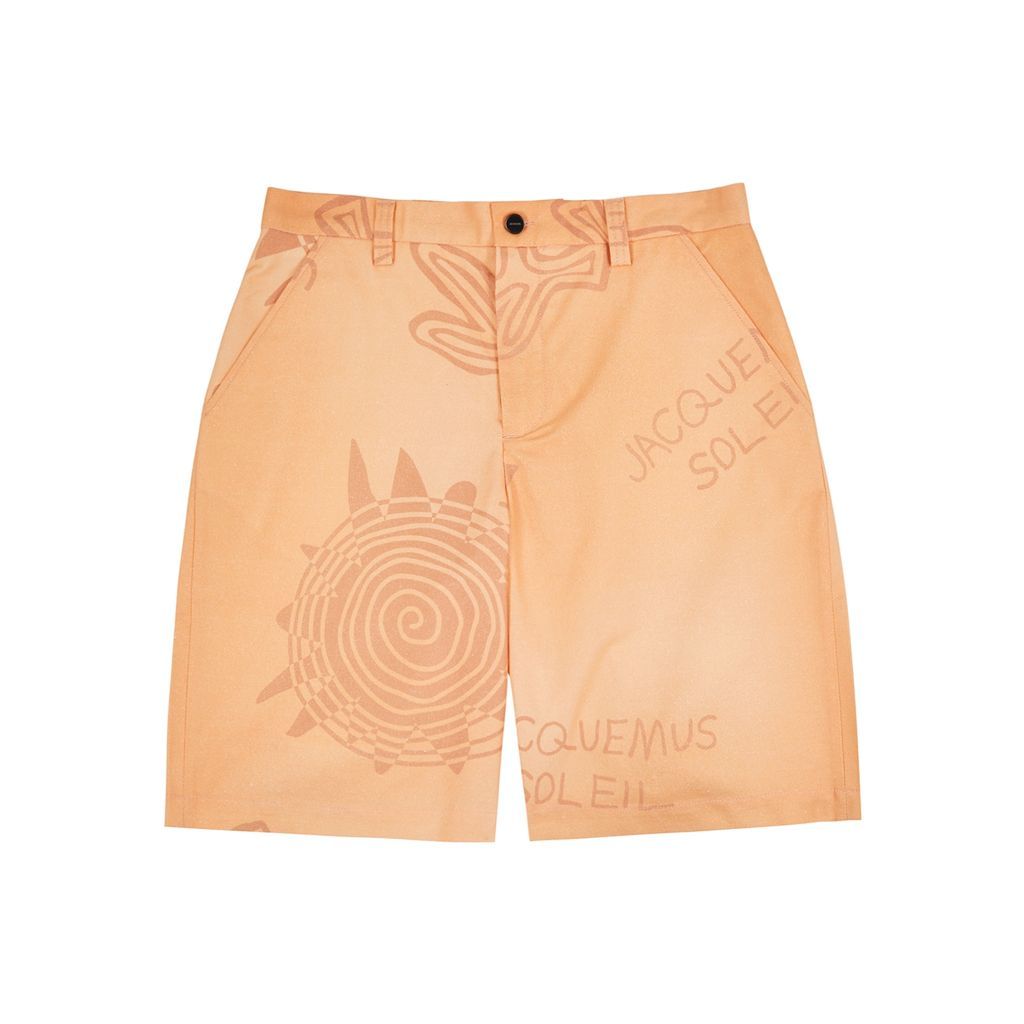 Le Short Tecido Printed Cotton Shorts, Shorts, Orange - W32