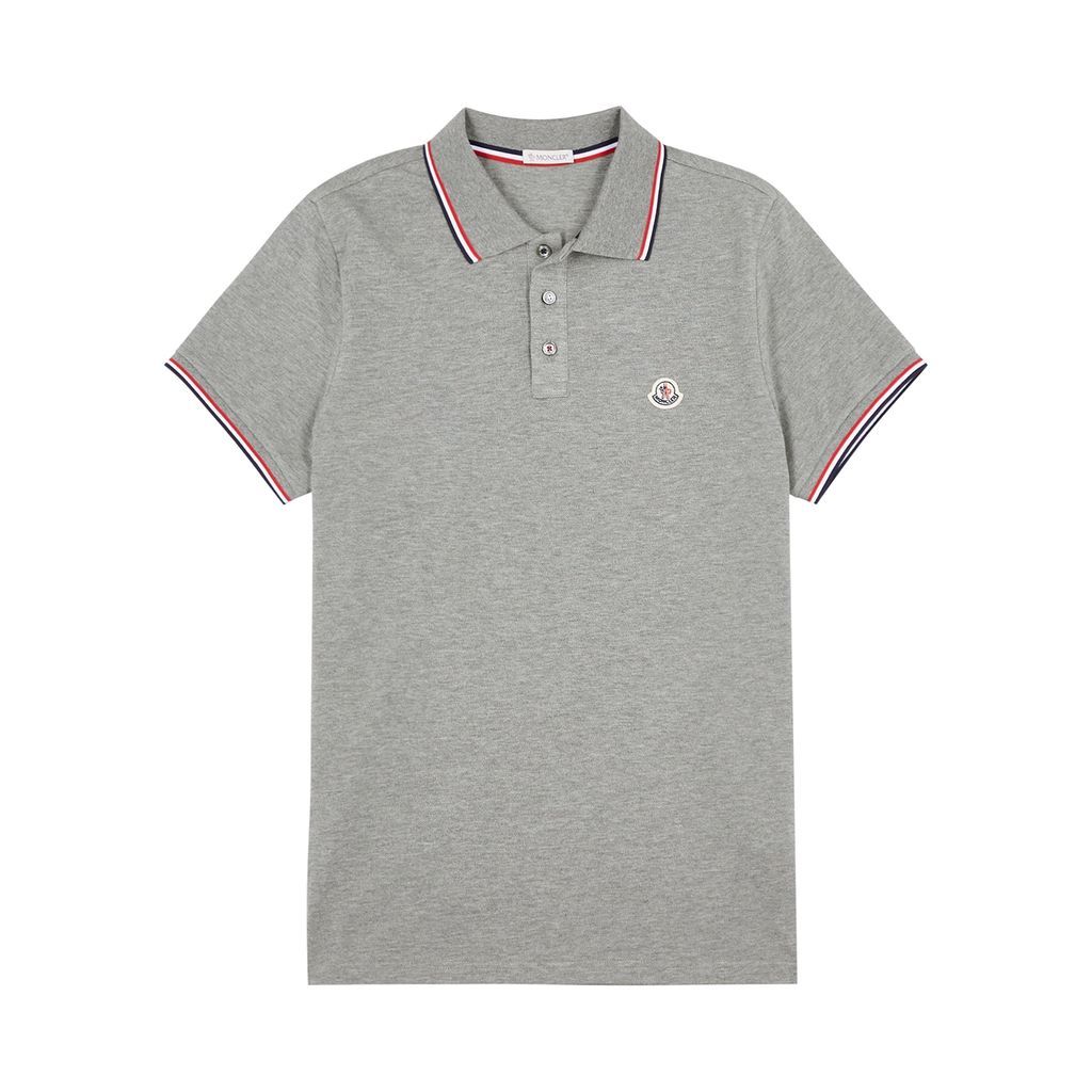 Logo Piqué Cotton Polo Shirt - Grey - Xxl