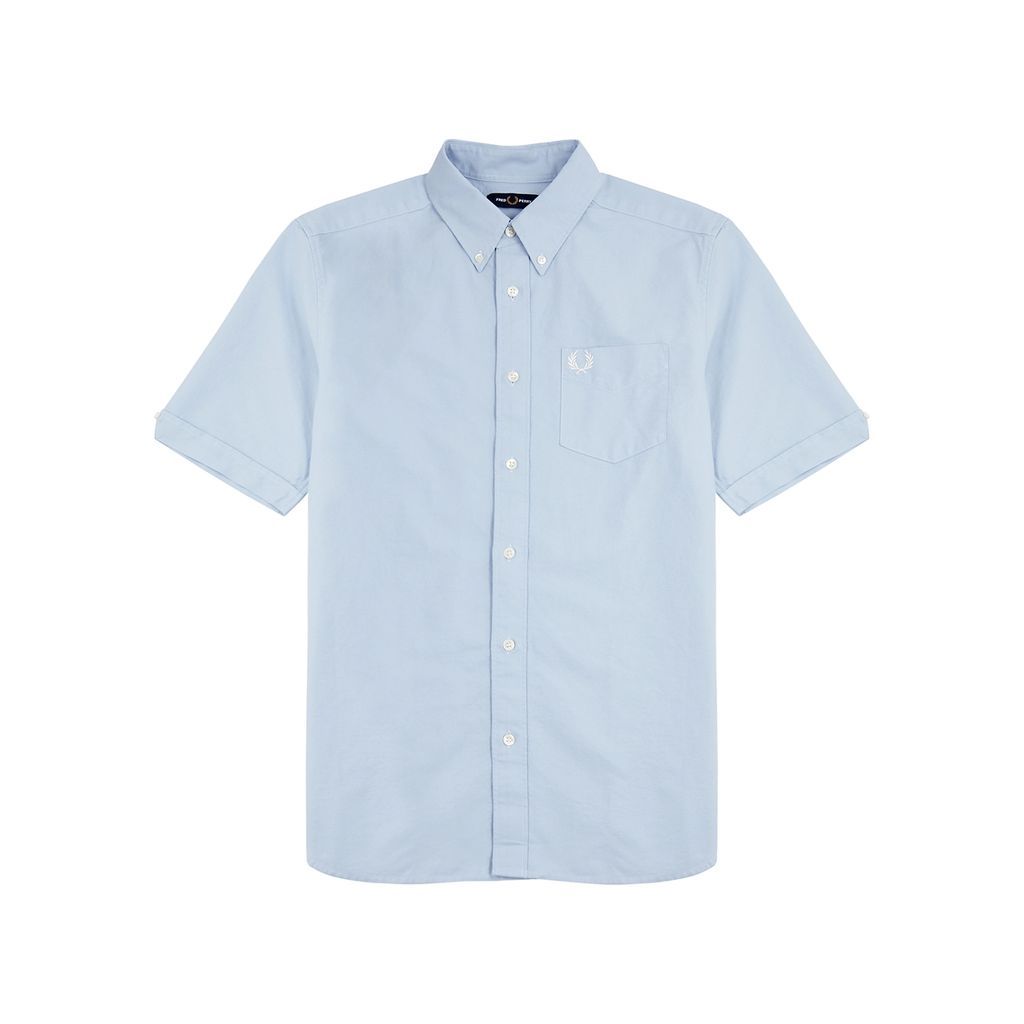 Logo-embroidered Cotton Oxford Shirt - Light Blue - XL