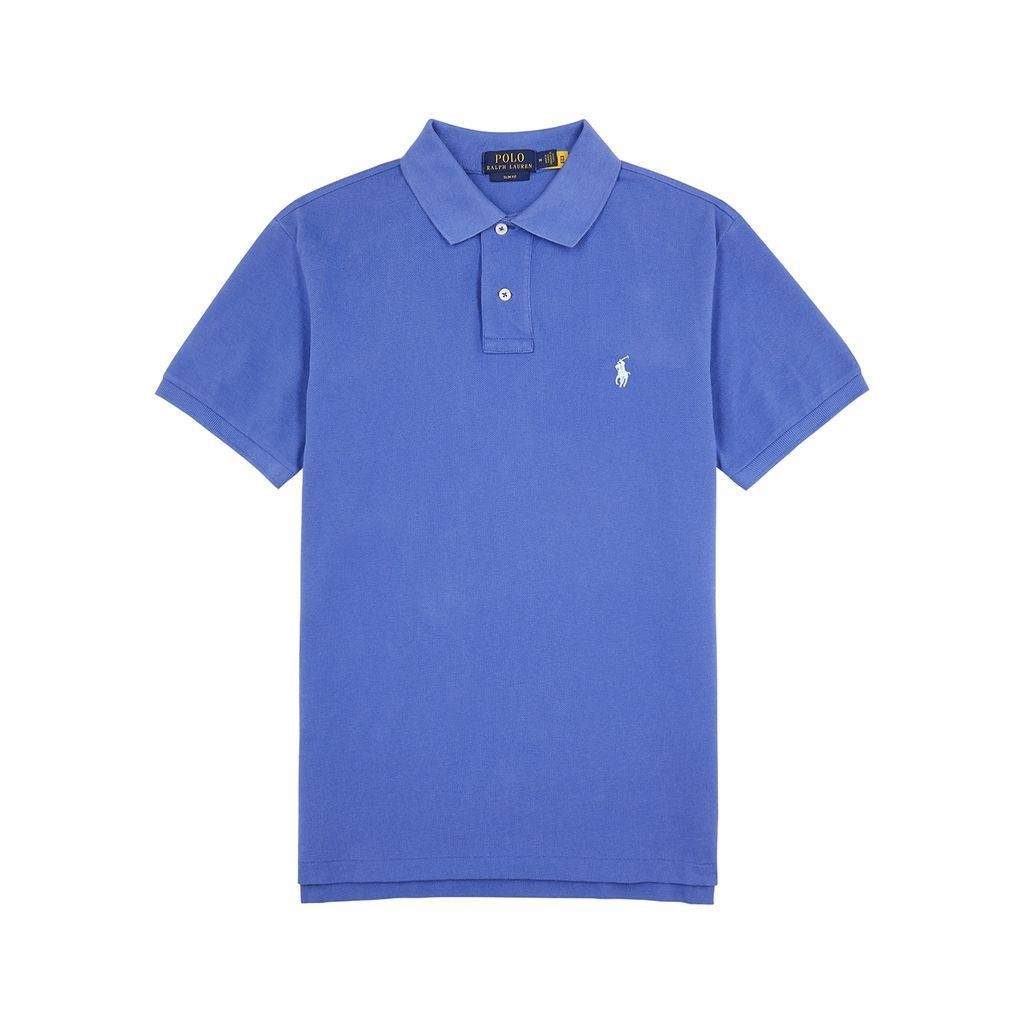 Piqué Cotton Polo Shirt - Blue - XL