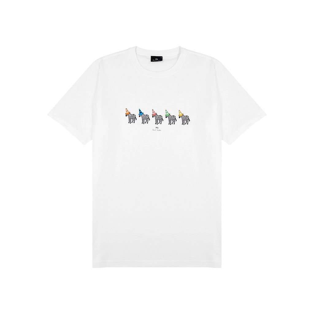 Zebra-print Cotton T-shirt - White - M
