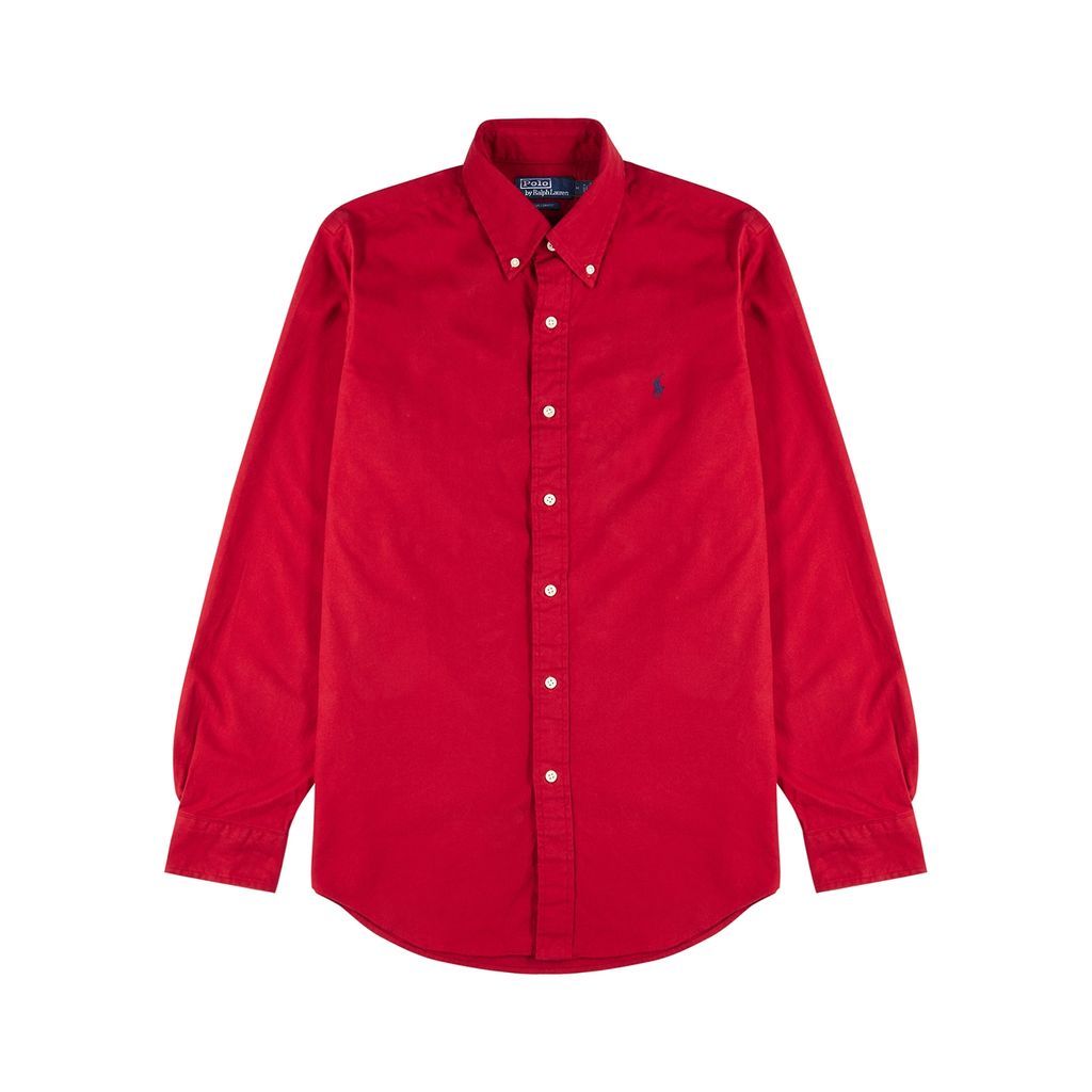 Logo-embroidered Cotton Shirt - RED - S