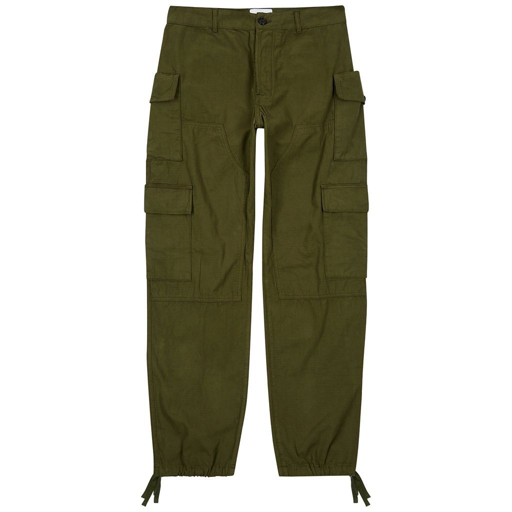 Straight-leg Cotton Cargo Trousers - Green - W30
