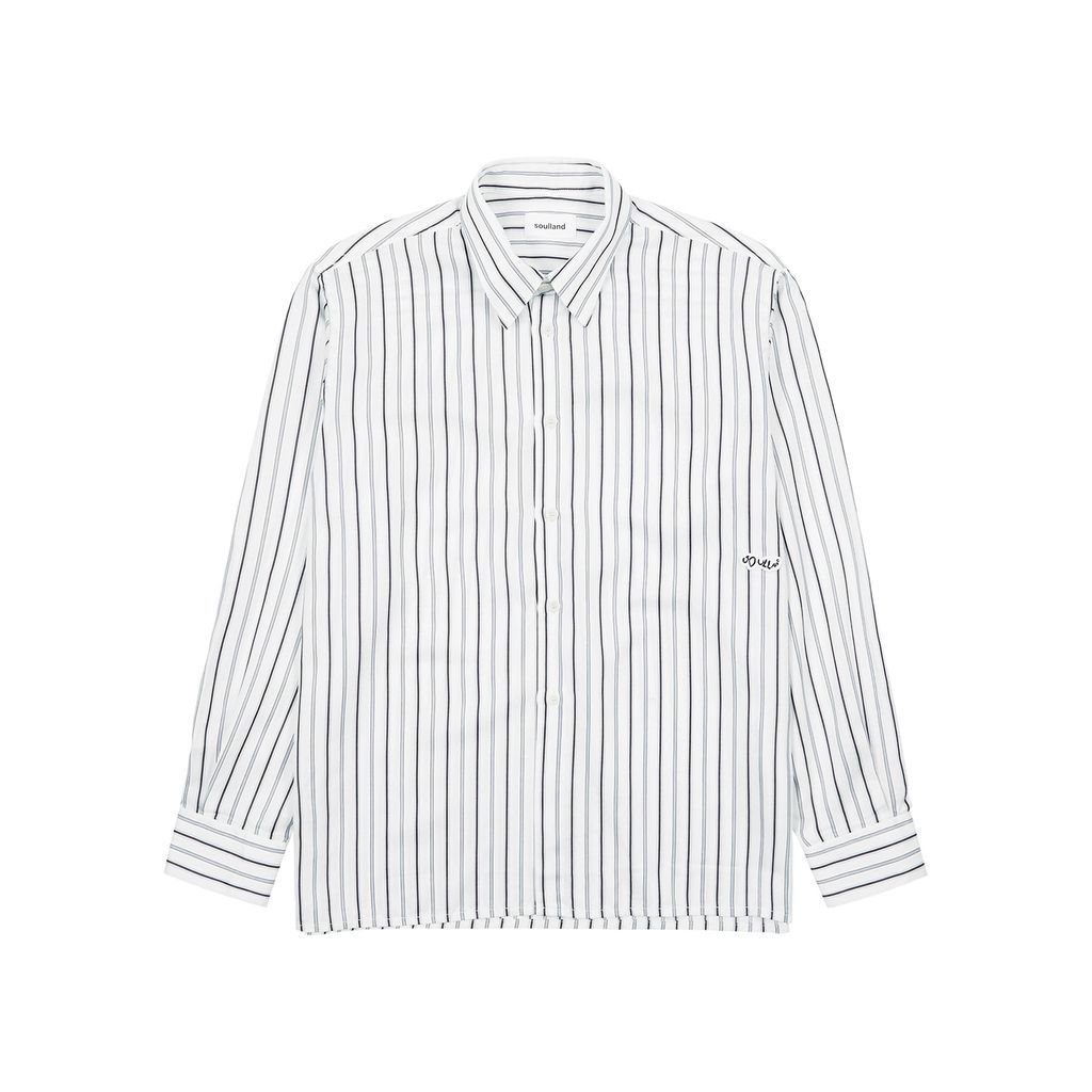 Striped Tencel Shirt - White - XL