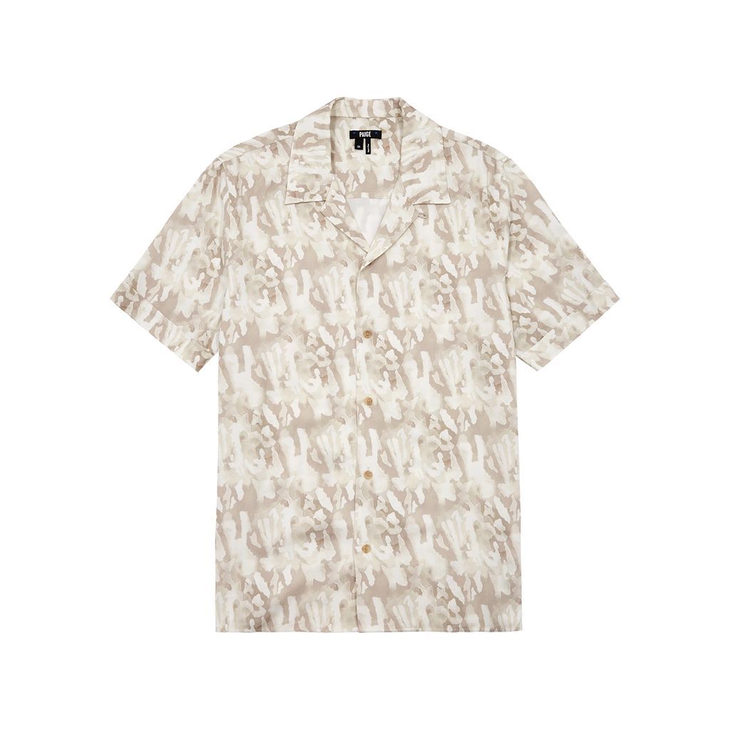 Camouflage-print Rayon Shirt - Cream - L