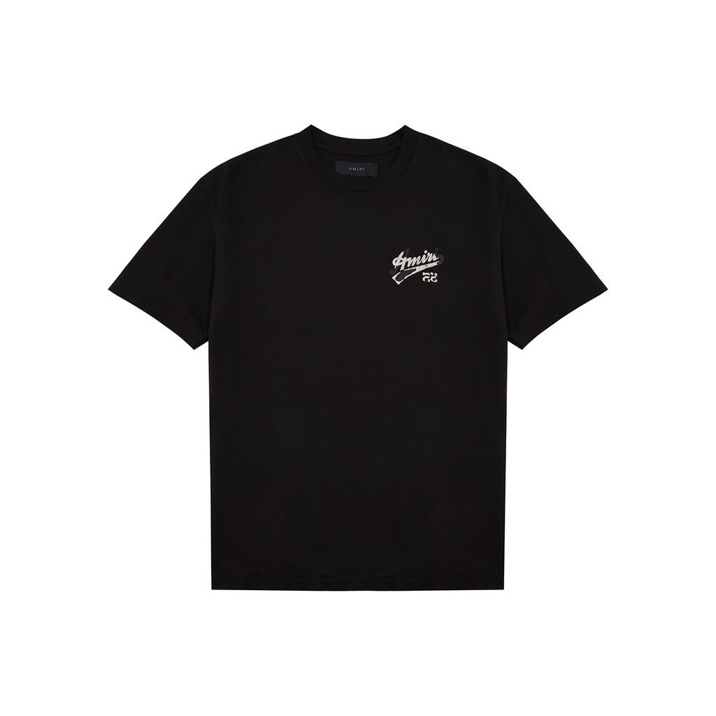 Logo-flocked Cotton T-shirt - Black - M