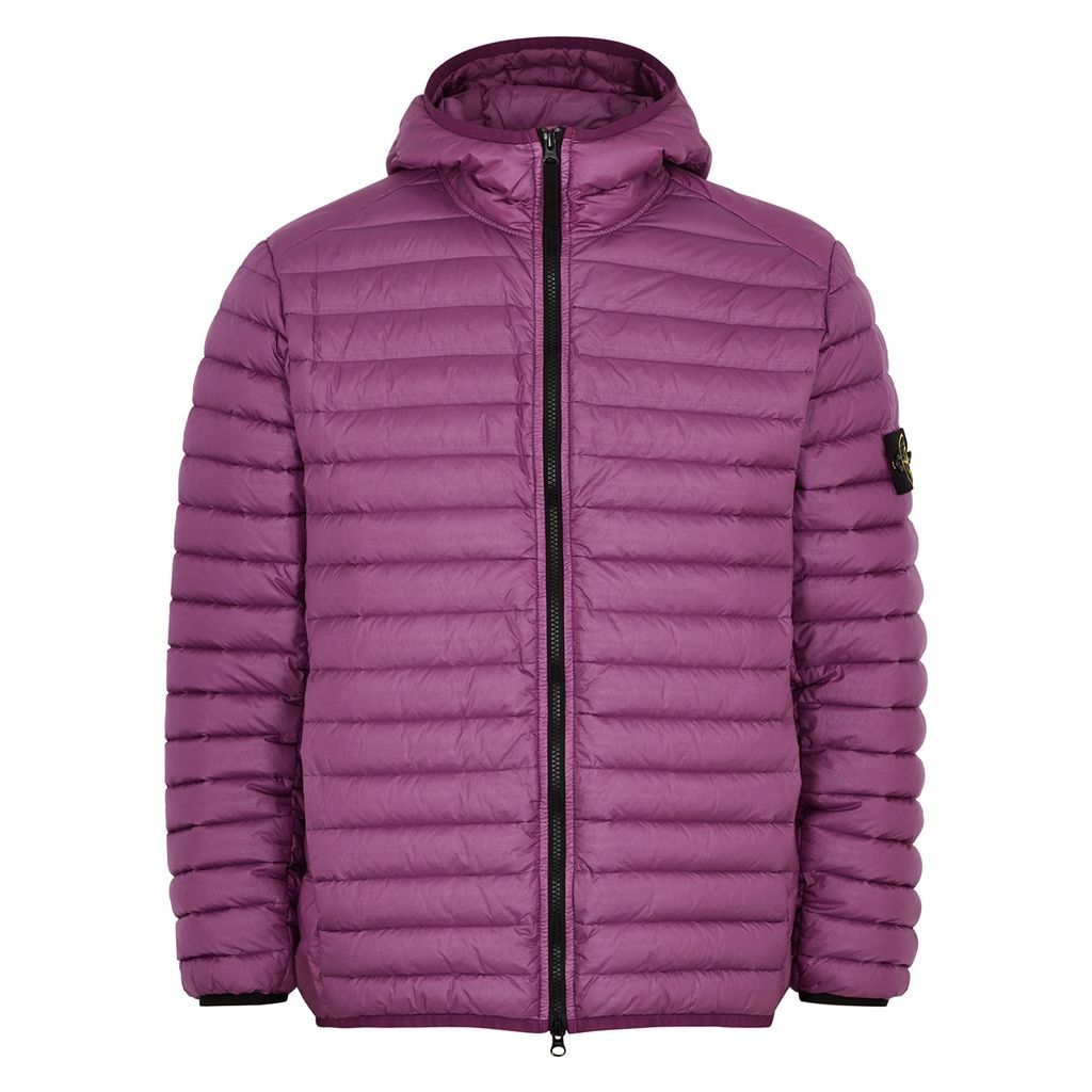 Loom Quilted Hooded Shell Jacket - Purple - L