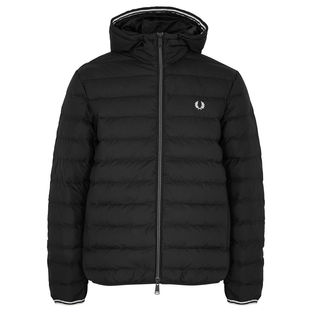 Quilted Hooded Shell Jacket - Black - XL