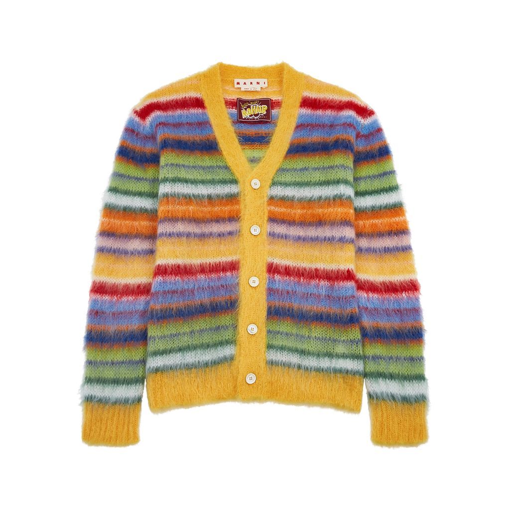 Striped Mohair-blend Cardigan - Multicoloured - 52