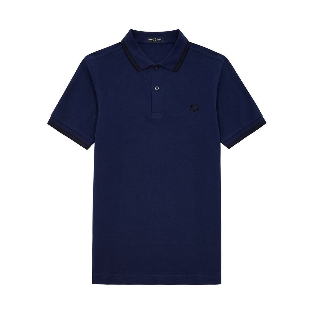 Logo-embroidered Piqué Cotton Polo Shirt - Navy - L