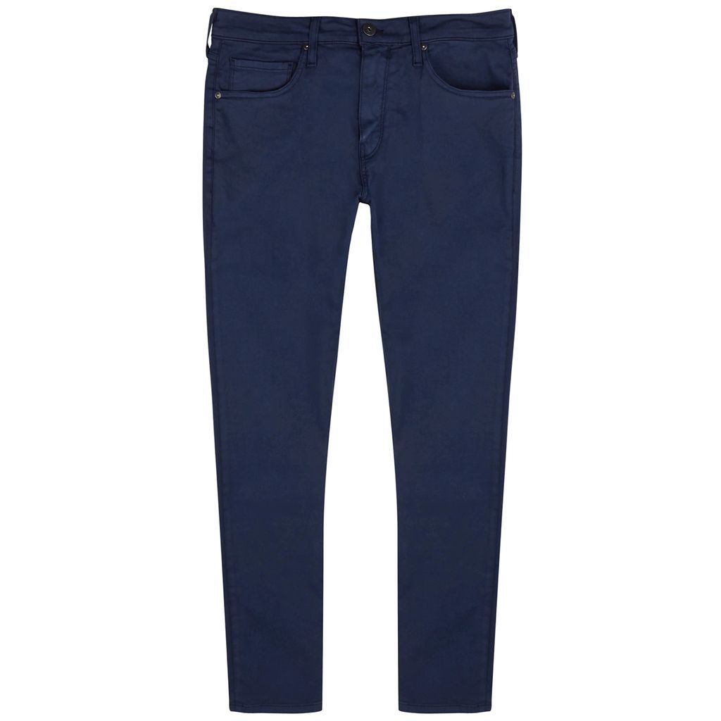 Federal Navy Brushed Stretch-cotton Chinos - Blue - W28