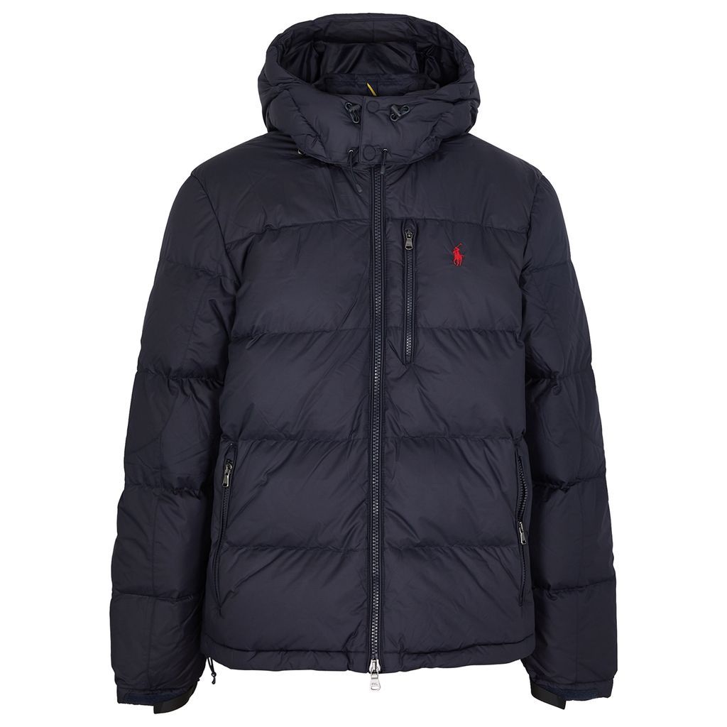 Hooded Quilted Shell Jacket - Navy - M