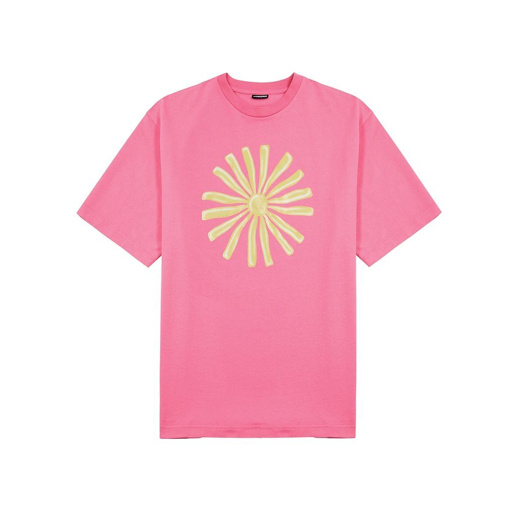 Le T-Shirt Soleil Printed Cotton T-shirt, T-shirt, Pink - M