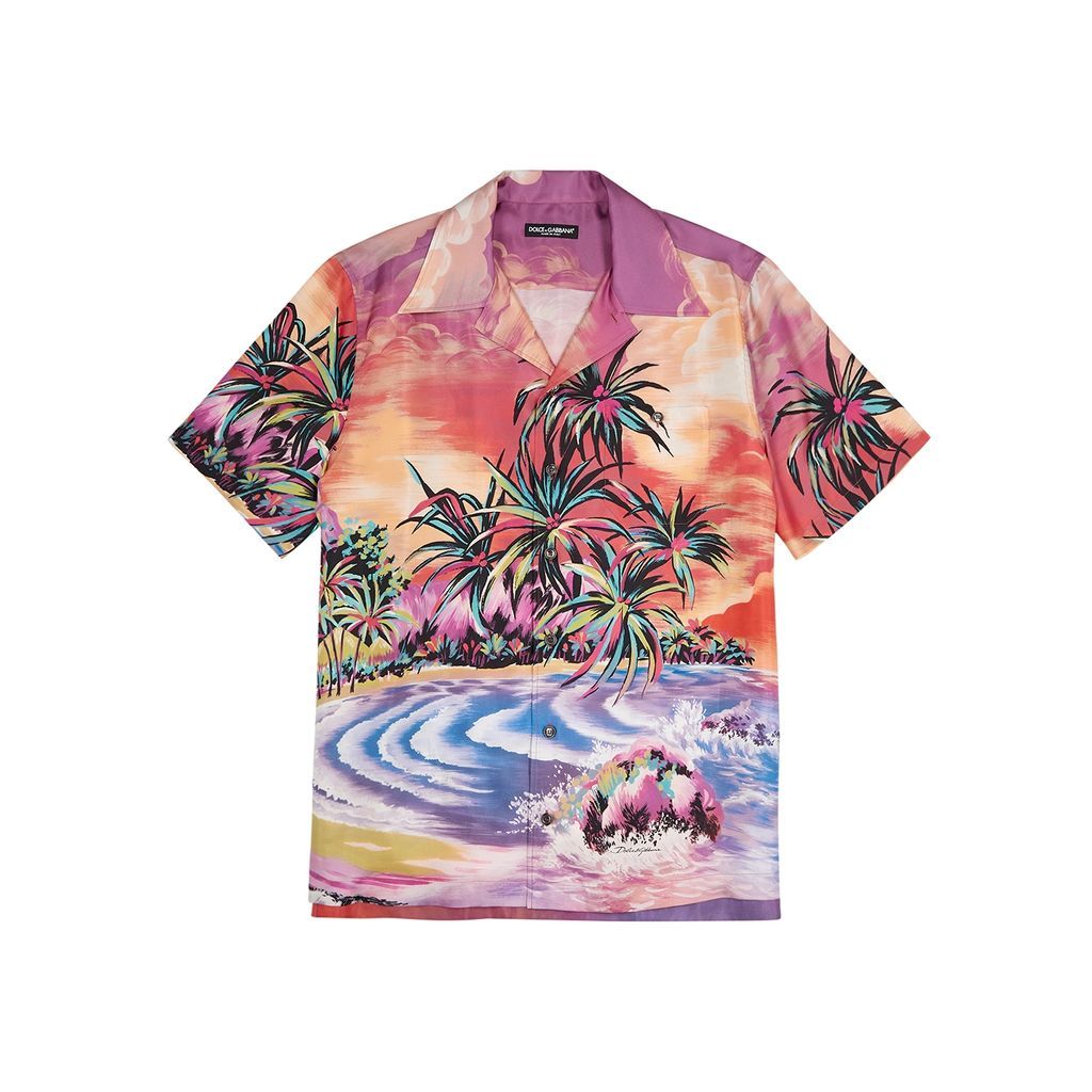 Hawaiian-print Silk Shirt - Multicoloured - 16.5