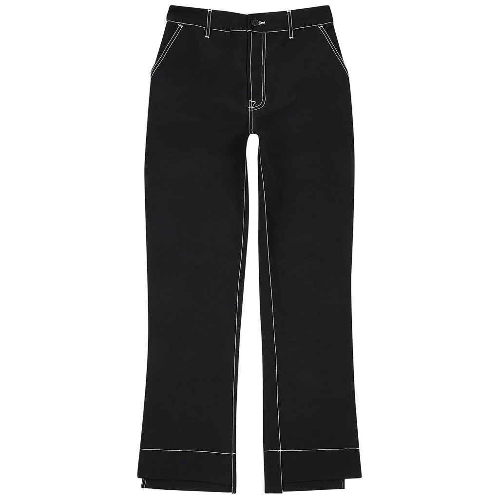 Straight-leg Cotton Trousers - Black - W32