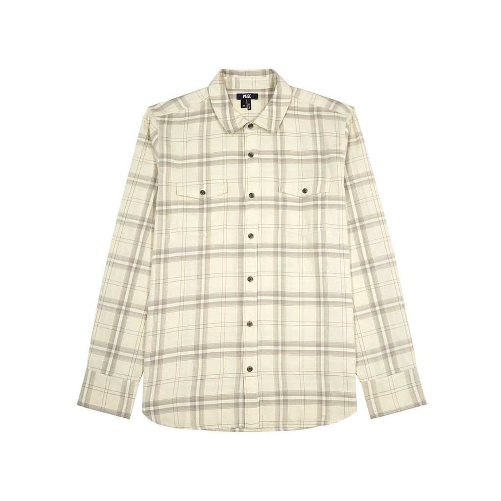 Everett Checked Flannel Shirt - Cream - Xxl