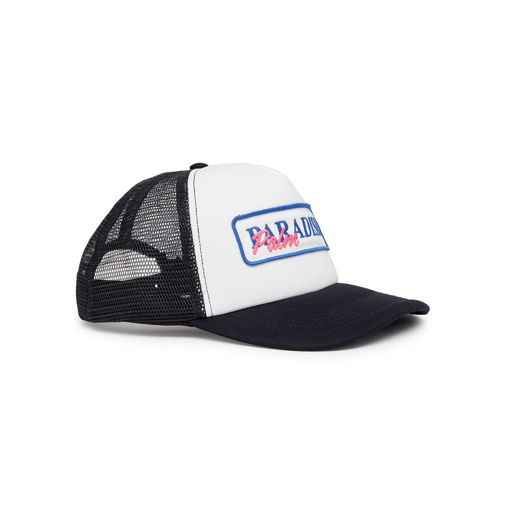 Paradise Embroidered Trucker Cap - Black And White
