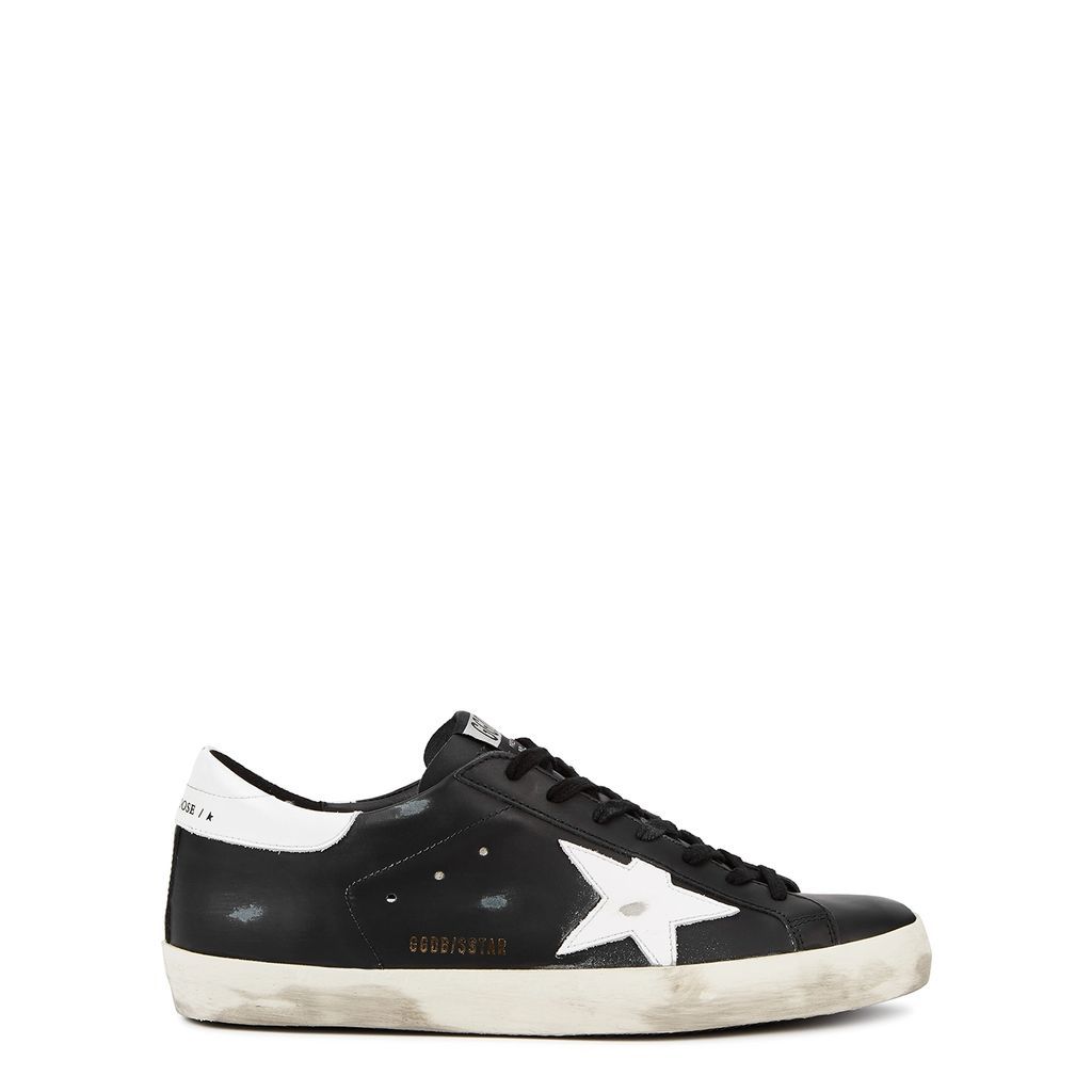 Superstar Distressed Leather Sneakers - Black And White - 7