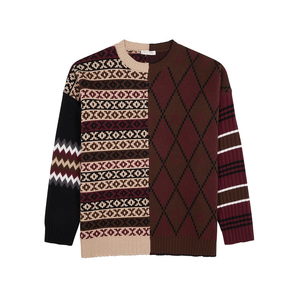 Patchwork Wool And Cashmere-blend Jumper - Multicoloured - L