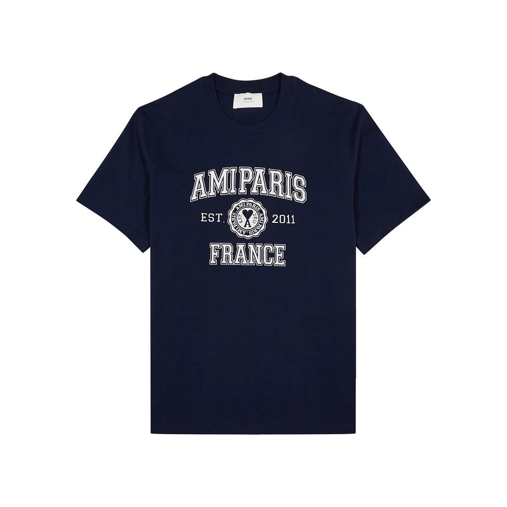 Logo-embroidered Cotton T-shirt - Navy - M