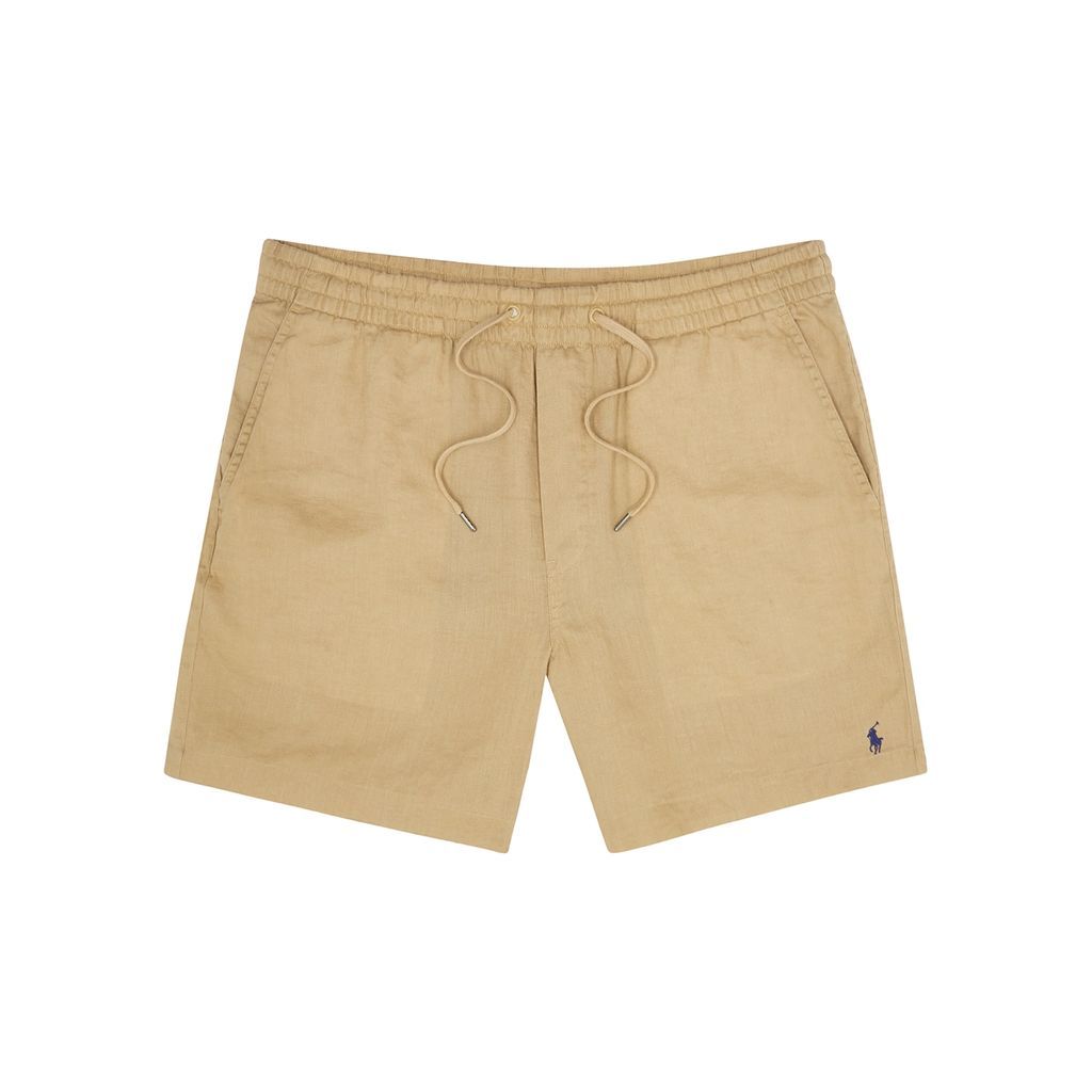 Logo-embroidered Linen Shorts - TAN - S